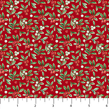 red, holly berries, Home for Christmas Cotton Fabric Collection 289