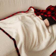 Red and Black Plaid Footed Flannel Throw DFF23247