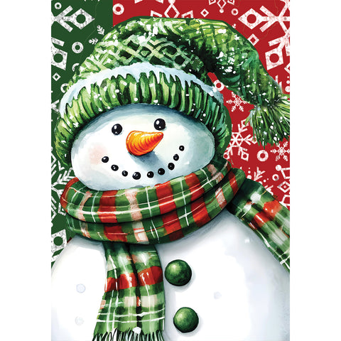 Red & Green Snowman garden flag