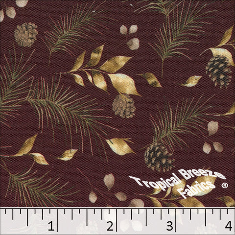 redwood, Dream Crepe Pinecone Print Polyester Fabric 042628