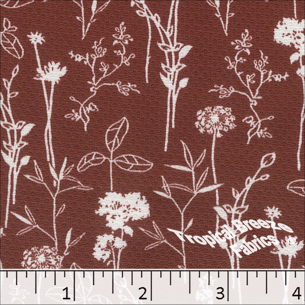 redwood, Honeybee Knit Floral Print Polyester Fabric 32853