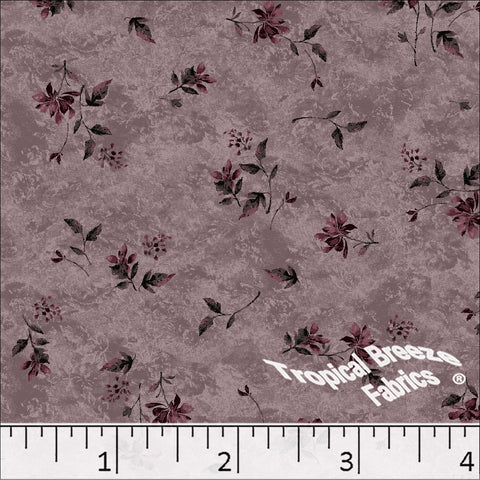 Standard Weave Floral Print Poly Cotton Fabric 6108 redwood
