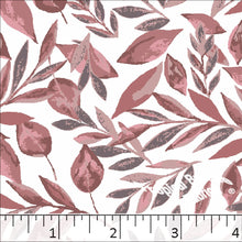 Standard Weave Leaf Print Poly Cotton Fabric 6084 redwood