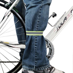 Cyclist wearing high vis bands