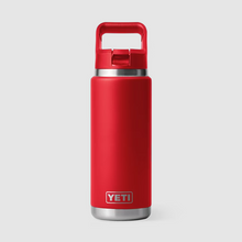 Yeti Rambler 26 oz Water Bottle with Straw Cap in rescue red
