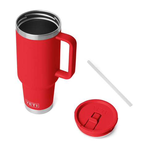 Yeti Rambler 40 oz. Travel Straw Mug in  rescue red