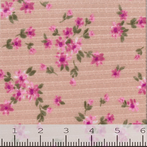 Pointelle Rib Knit Floral Fabric rose