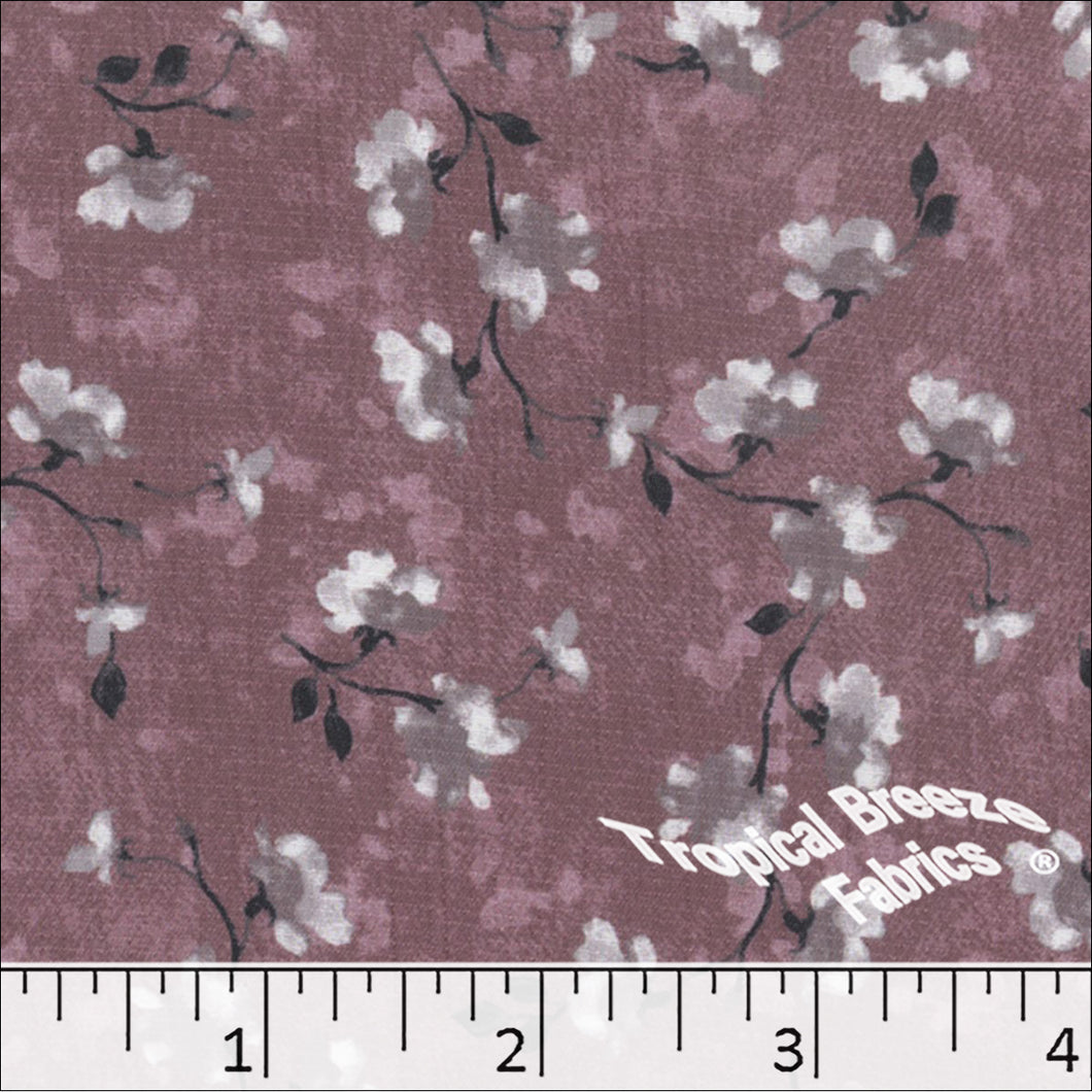 rose, Crinkle Crepe Stretch Print Polyester Fabric 042510