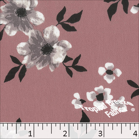 rose, Koshibo Large Floral Print Polyester Fabric 048614