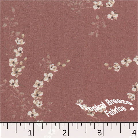 rose, Micro Dot Floral Print Polyester Fabric 042617