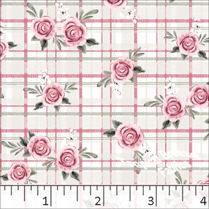 Standard Weave Floral Plaid Poly Cotton Fabric 6043 rose