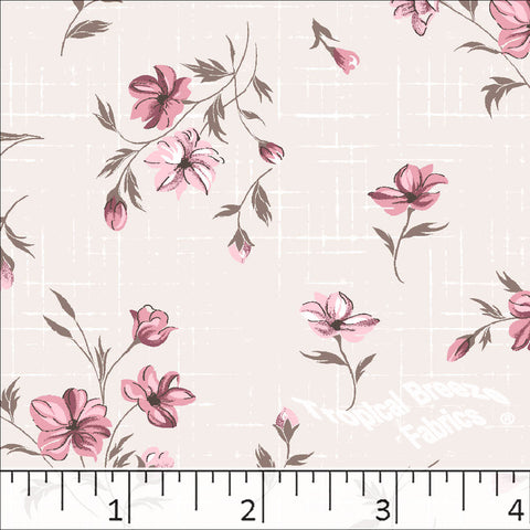 rose, Standard Weave Floral Poly Cotton Dress Fabric 6276