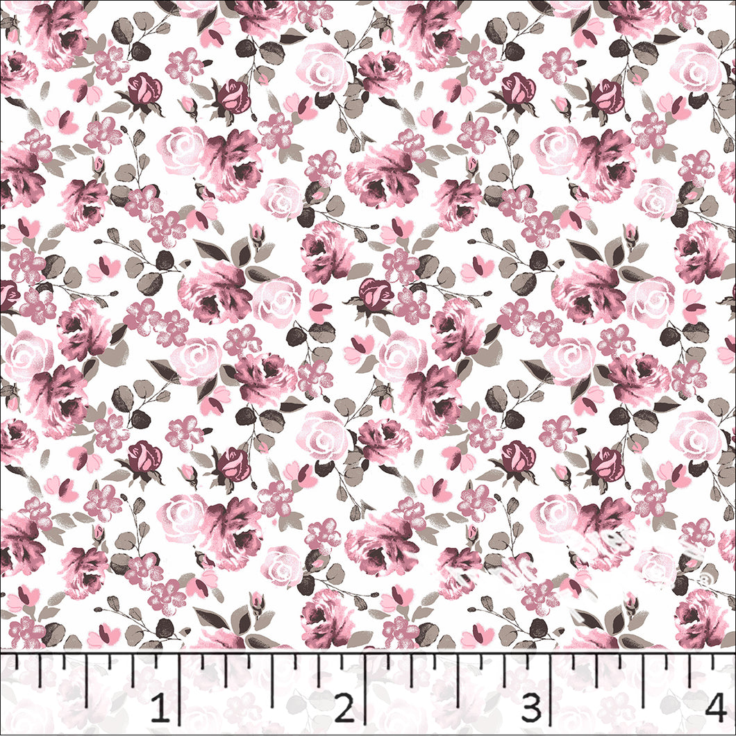 Standard Weave Floral Poly Cotton Fabric 6109 rose