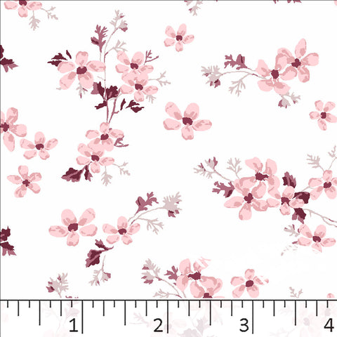 rose, Standard Weave Floral Print Poly Cotton Fabric 6245