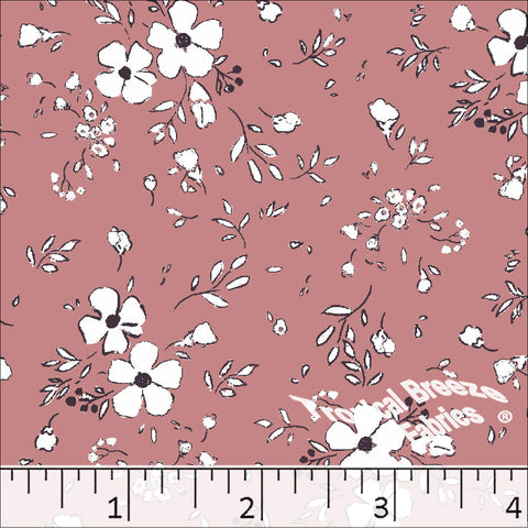 rose, Standard Weave Floral Print Poly Cotton Fabric 6341