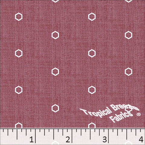 rose, Standard Weave Geometric Print Poly Cotton Fabric 6347
