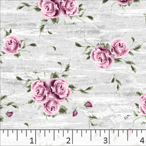 Rose, Standard Weave Rose Print Poly Cotton Fabric 6342