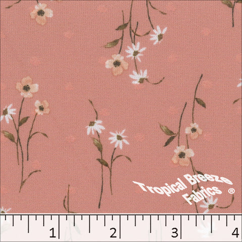 rose, Swiss Dot Knit Floral Print Polyester Fabric 573514