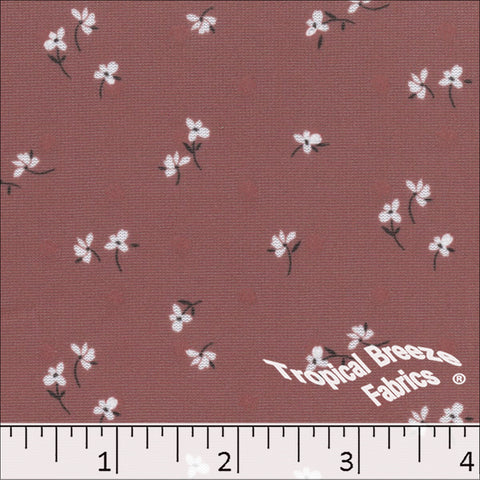 rose, Swiss Dot Knit Tiny Floral Print Polyester Fabric 573524