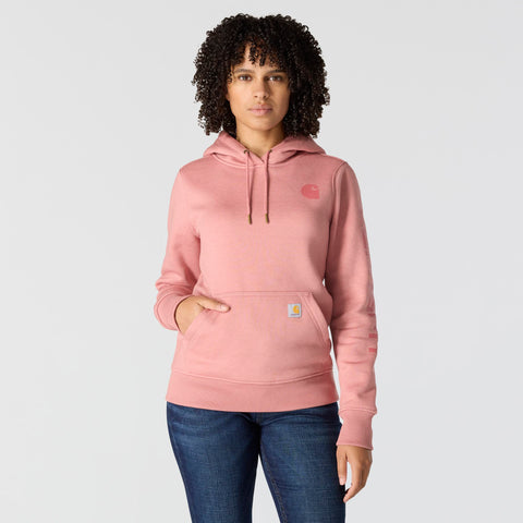 Carhartt women's iconic Clarksburg logo sweatshirt in rose tint heather