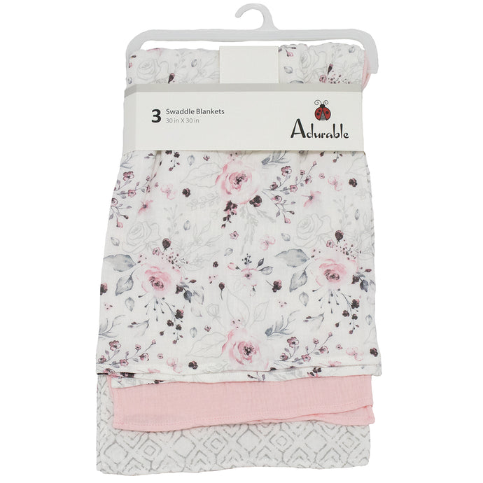 Pink Flowers, Cotton Swaddle Blankets A5