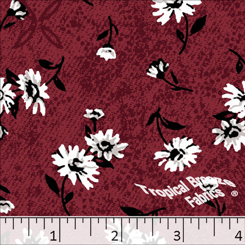 ruby red, Floral Poly Cotton Dress Fabric 6228