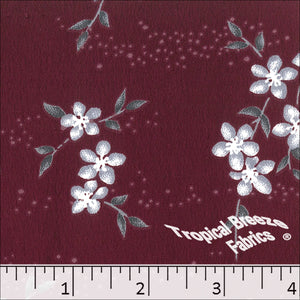 Koshibo Print Floral Polyester Fabric 048423 ruby red