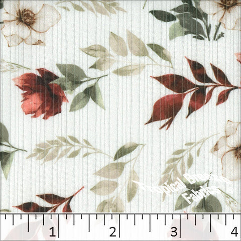 ruby red, Supreme Rib Knit Floral Print Fabric 572627