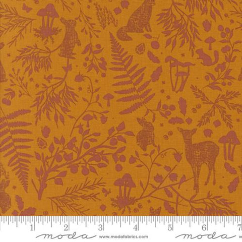 rust, Frivolity Collection Animals and Leaves Cotton Fabric 43192
