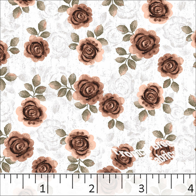 Standard Weave Blossom Print Poly Cotton Fabric 6113 rust