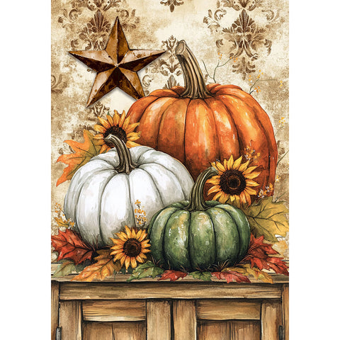 Rustic Pumpkins & Star garden flag