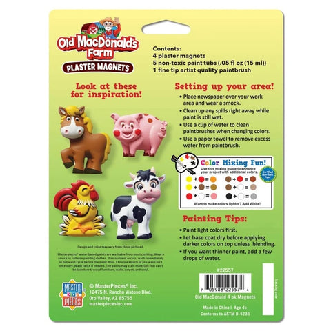 Old MacDonald's Farm - 4-Pack Plaster Magnets Paint Kit 22557