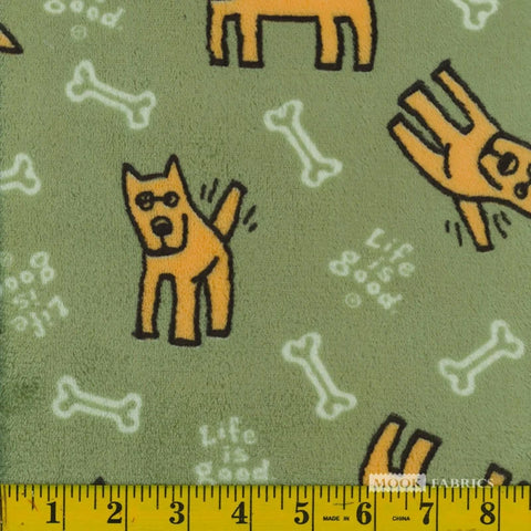 sage, Dog Printed Fleece Flannel 1379
