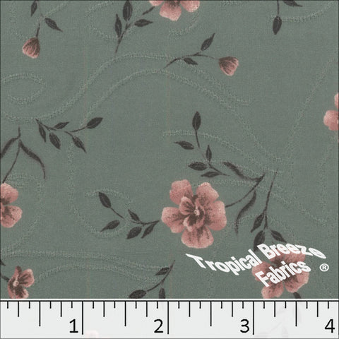 sage, Jacquard Knit Floral Print Fabric 572523