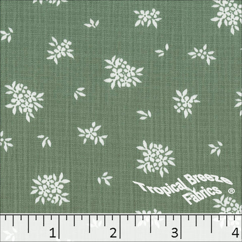 sage, Linen Crepe Floral Print Polyester Fabric 048528