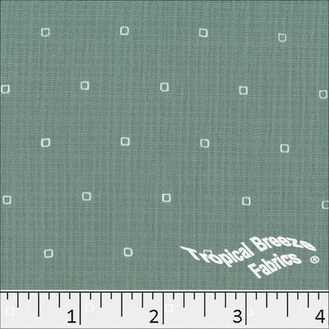 sage, Linen Crepe Square Print Polyester Fabric 048621
