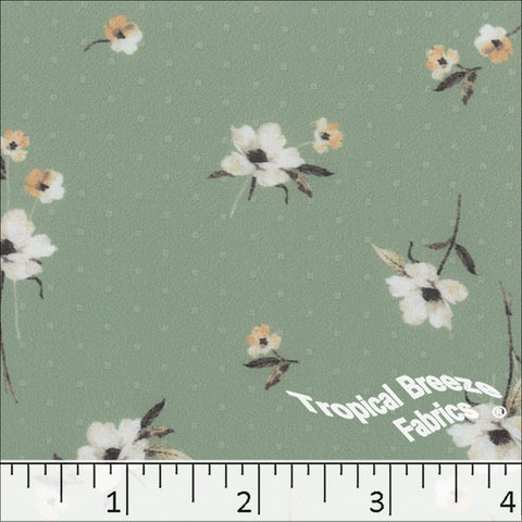 sage, Mini Dot Floral Print Dress Fabric 045514