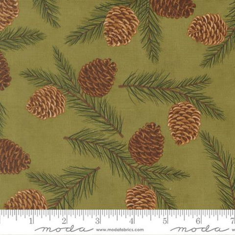 sage, Northwoods Collection Pinecones Cotton Fabric 56191