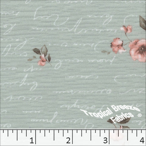 sage, Rebecca Knit Floral Print Fabric 573614