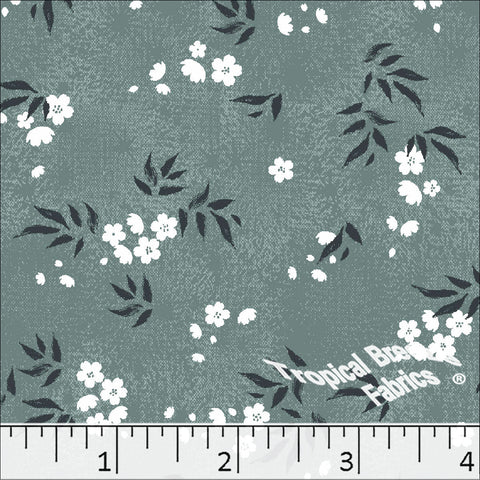 sage, Standard Weave Floral Print Poly Cotton Fabric 6291