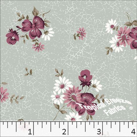 sage, Standard Weave Floral Print Poly Cotton Fabric 6314