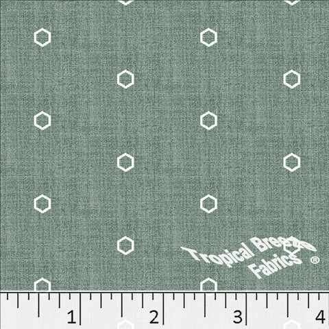 sage, Standard Weave Geometric Print Poly Cotton Fabric 6347