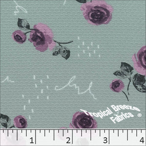 Honeybee Knit Floral Print Fabric 32845 sage green