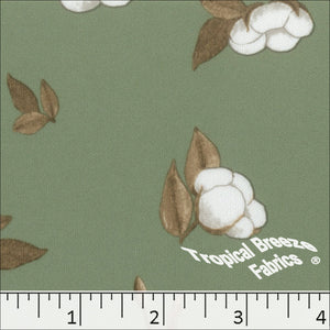 sage green, Interlock Knit Floral Print Polyester Fabric 57450
