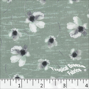 sage green, Pick Stripe Floral Print Polyester Fabric 042512