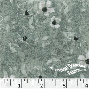 sage green, Pluma Print Polyester Fabric 04543