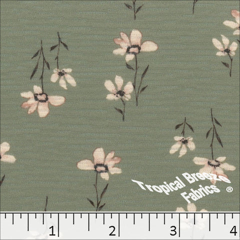 sage green, Rebecca Floral Knit Print Fabric 573526