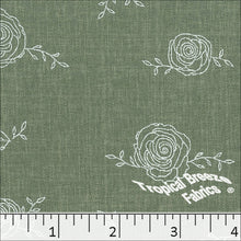 Simplistic Rose Print Polyester Fabric 04540 sage green