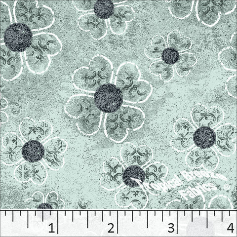 Standard Weave Blossom Print Dress Fabric 6158 sage green