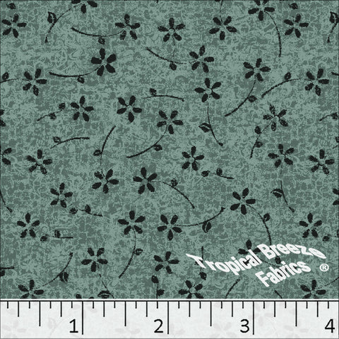 sage green, Standard Weave Floral Poly Cotton Dress Fabric 6221